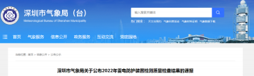 深圳氣象局將公布2022年雷電防護(hù)裝置檢測質(zhì)量檢查結(jié)果